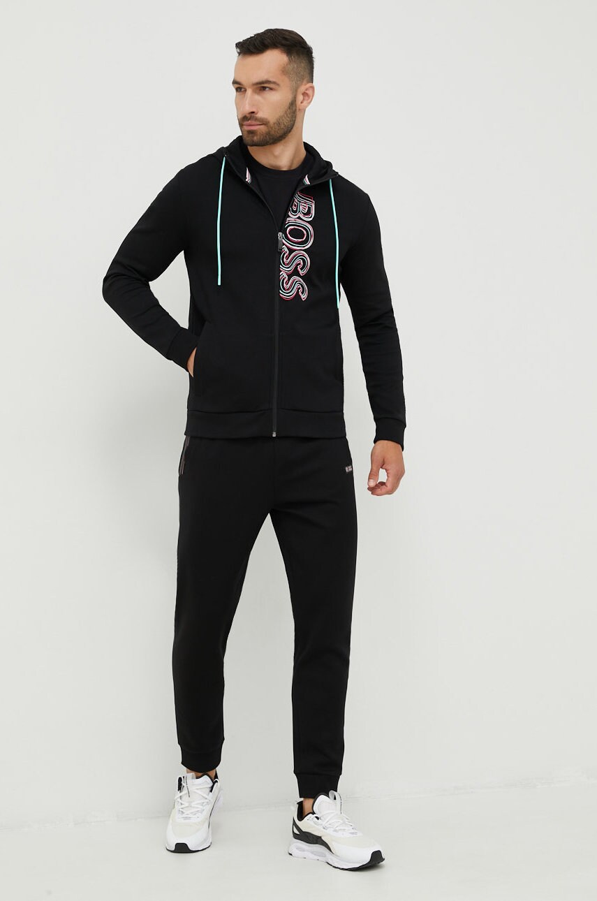 

Кофта BOSS Boss Athleisure мужская цвет чёрный с аппликацией