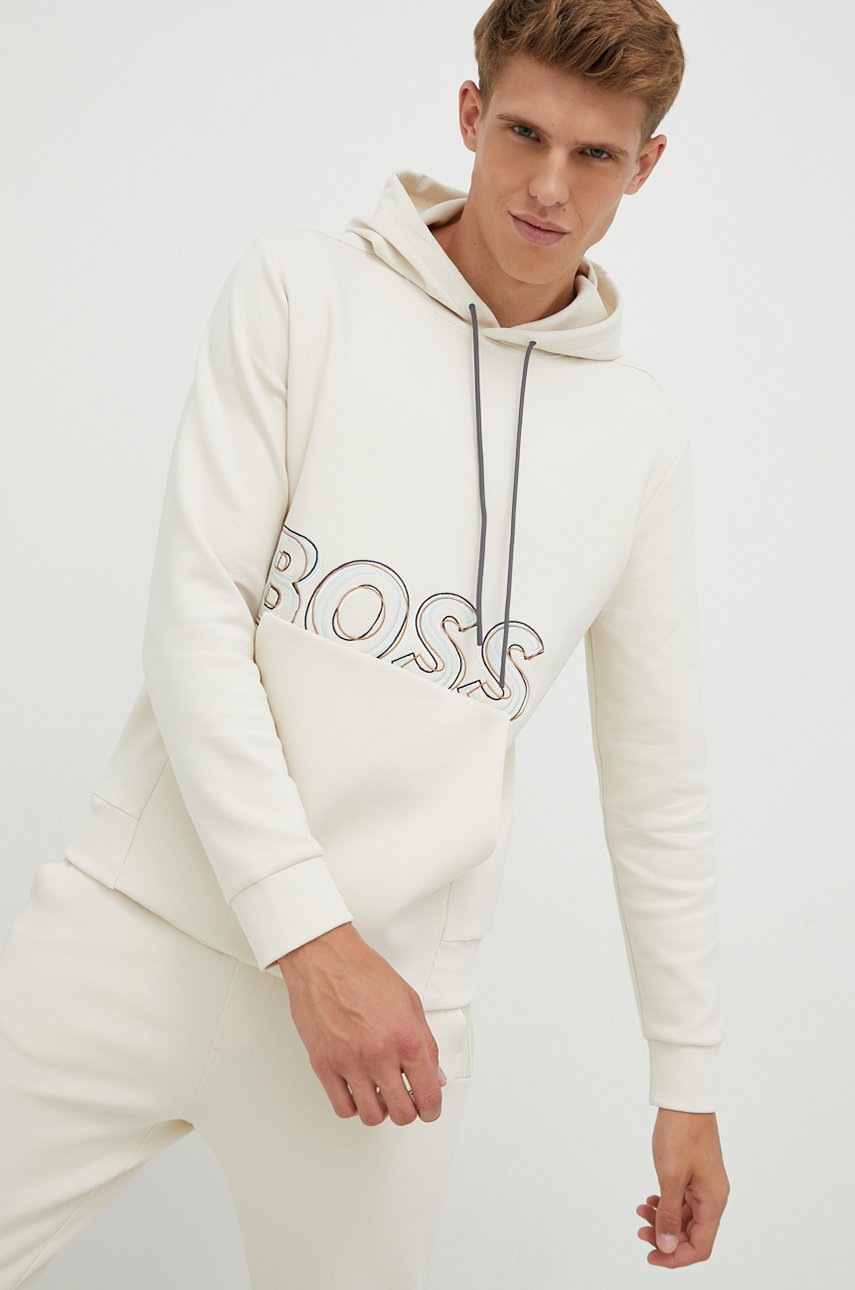 

Кофта BOSS Boss Athleisure чоловіча колір бежевий з аплікацією