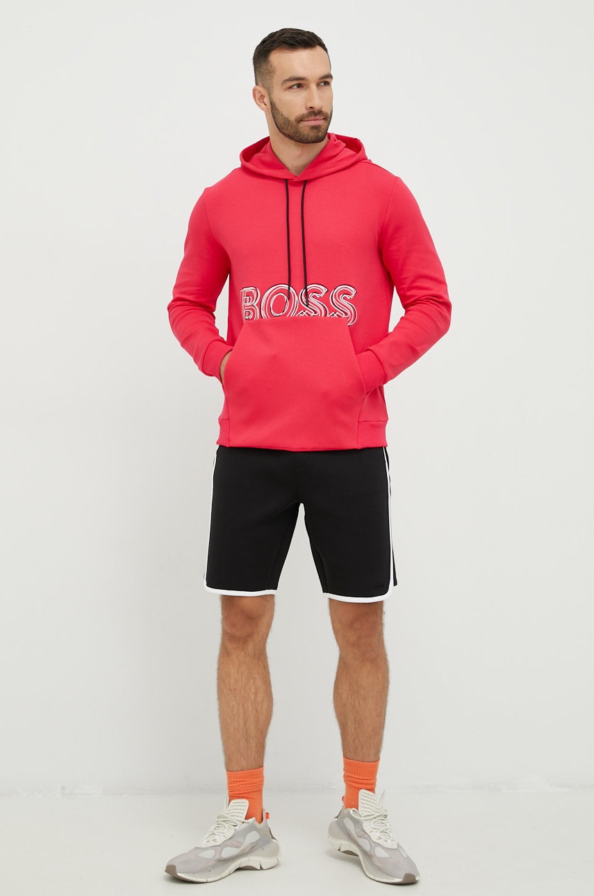 

Кофта BOSS Boss Athleisure чоловіча колір рожевий з аплікацією