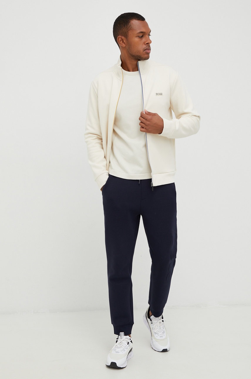 

Кофта BOSS Boss Athleisure чоловіча колір бежевий з аплікацією