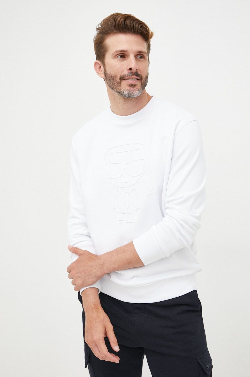Karl Lagerfeld bluza barbati, culoarea alb, cu imprimeu answear.ro