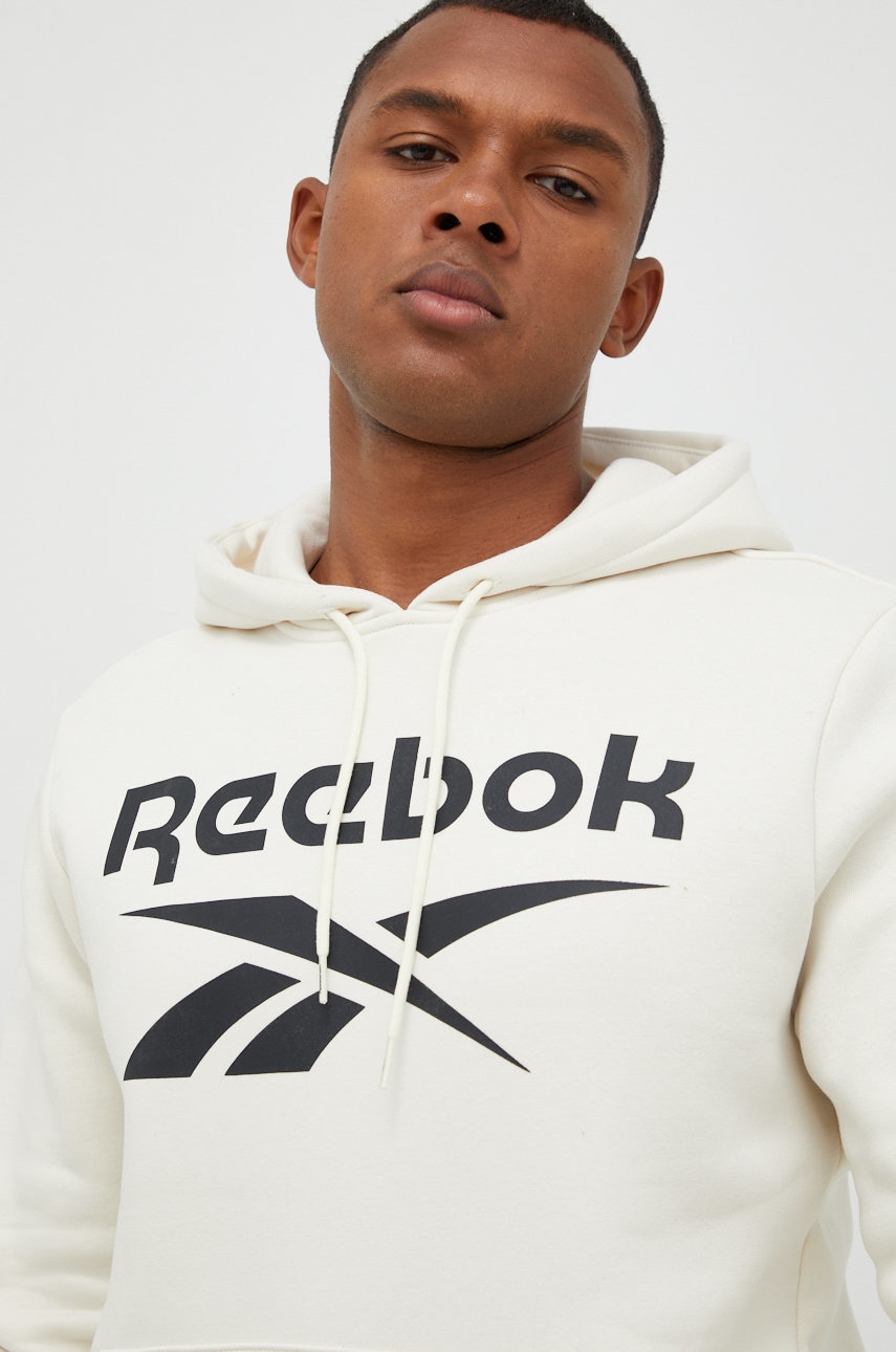 Reebok bluza barbati, culoarea bej, cu imprimeu
