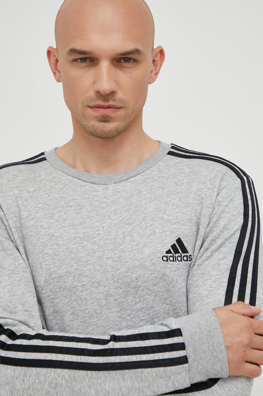 Levně Mikina adidas pánská, šedá barva, melanžová