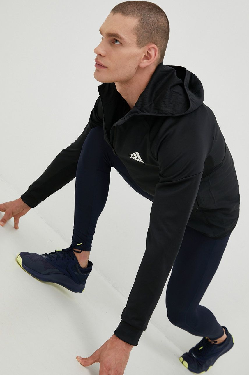 adidas Performance bluza treningowa kolor czarny z kapturem gładka