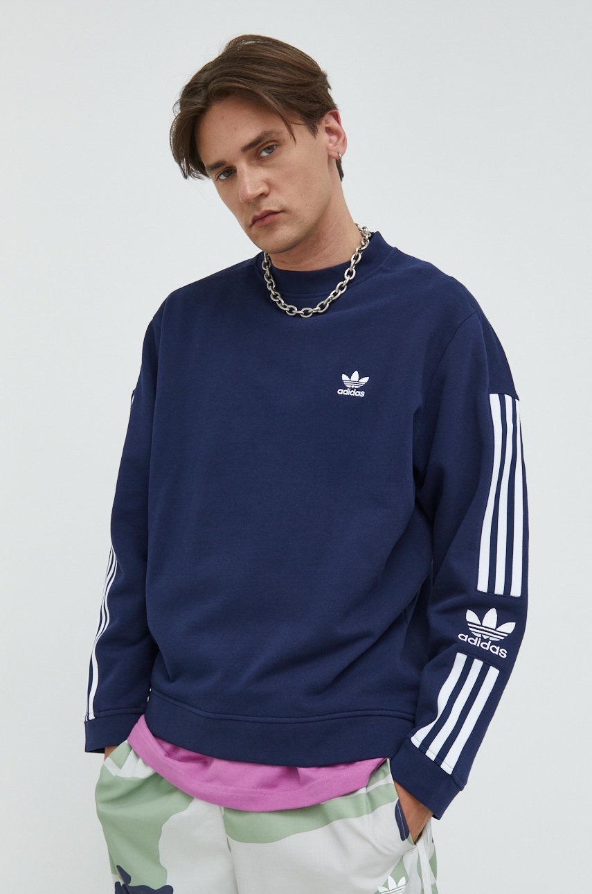 

Хлопковая кофта adidas Originals мужская цвет синий с аппликацией