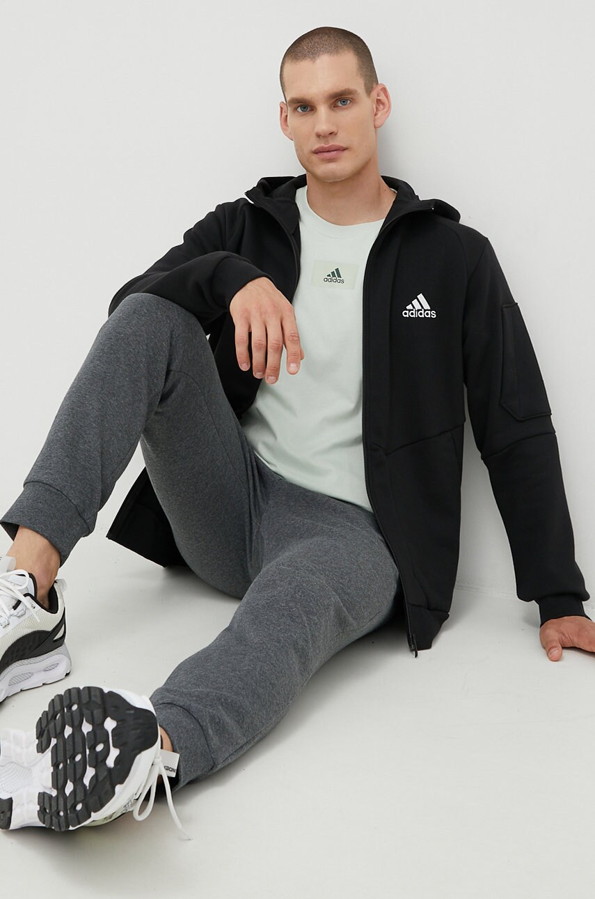 Adidas performance bluza barbati, culoarea negru, neted