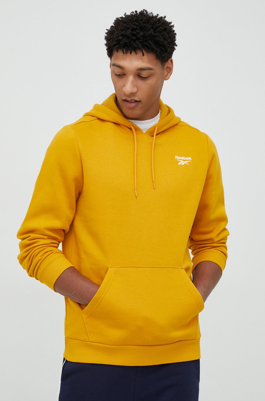 

Суичър Reebok в жълто с качулка с изчистен дизайн, Жълт