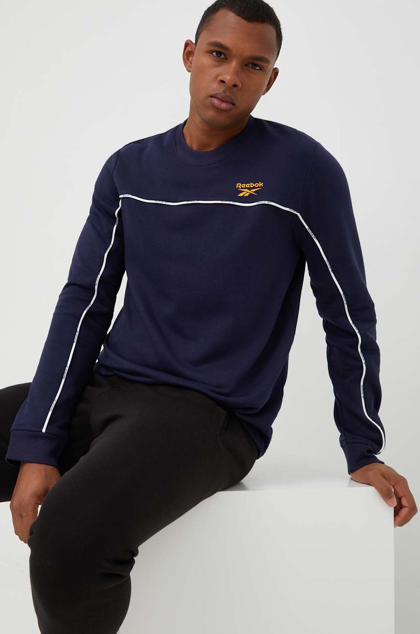Reebok bluza barbati, culoarea albastru marin, neted