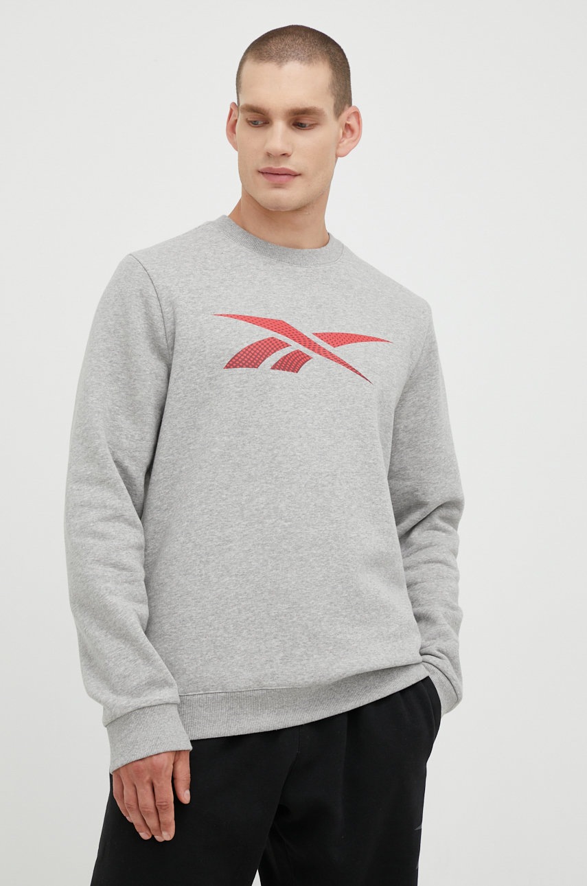 

Суичър Reebok в сиво меланж на, Сив