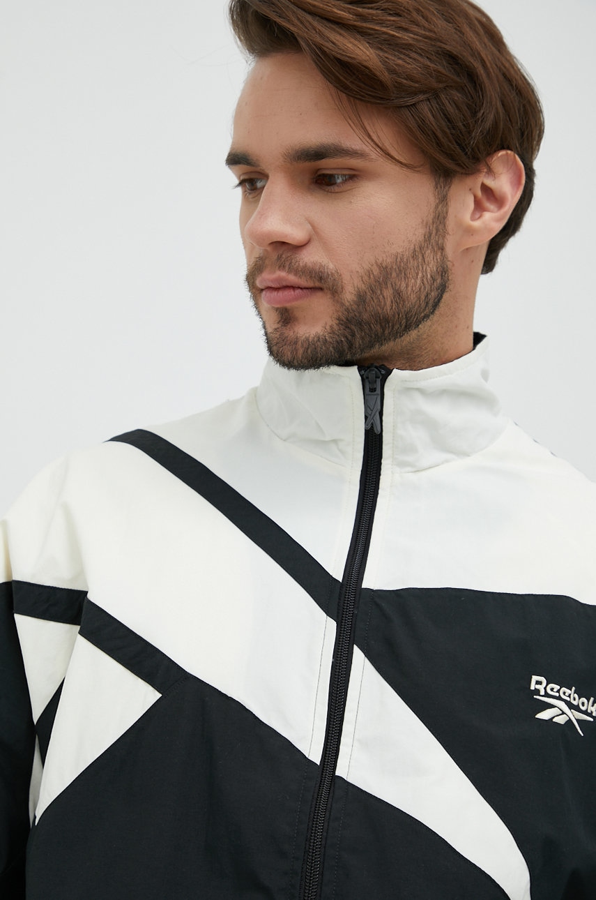 Reebok classic geaca barbati, culoarea negru, de tranzitie, oversize