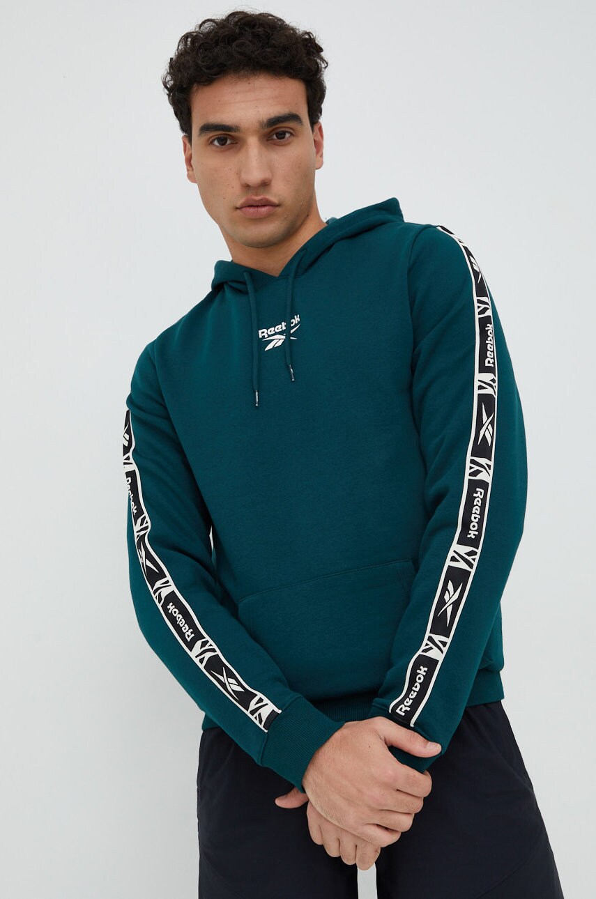 

Кофта Reebok мужская цвет зелёный с аппликацией