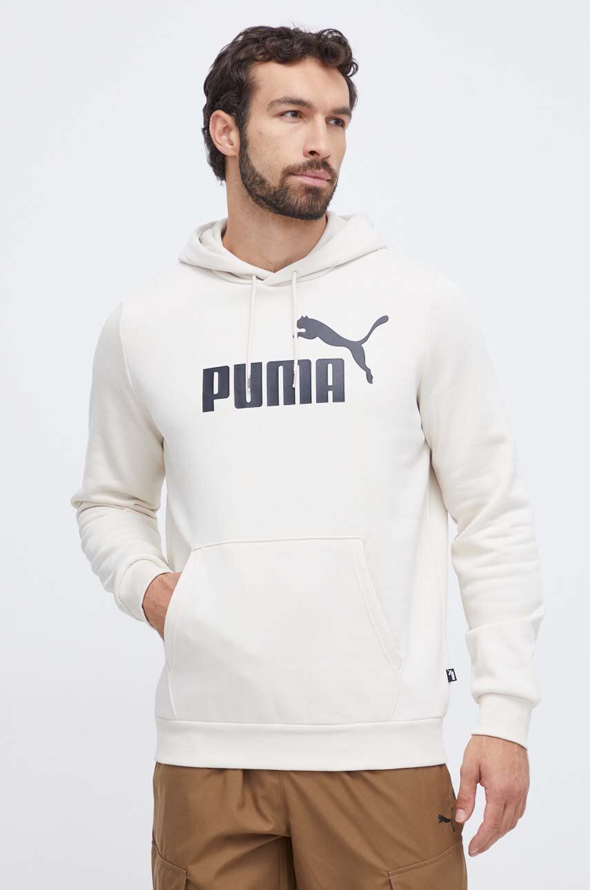 Puma bluză bărbați, culoarea alb, cu glugă, imprimeu 586687