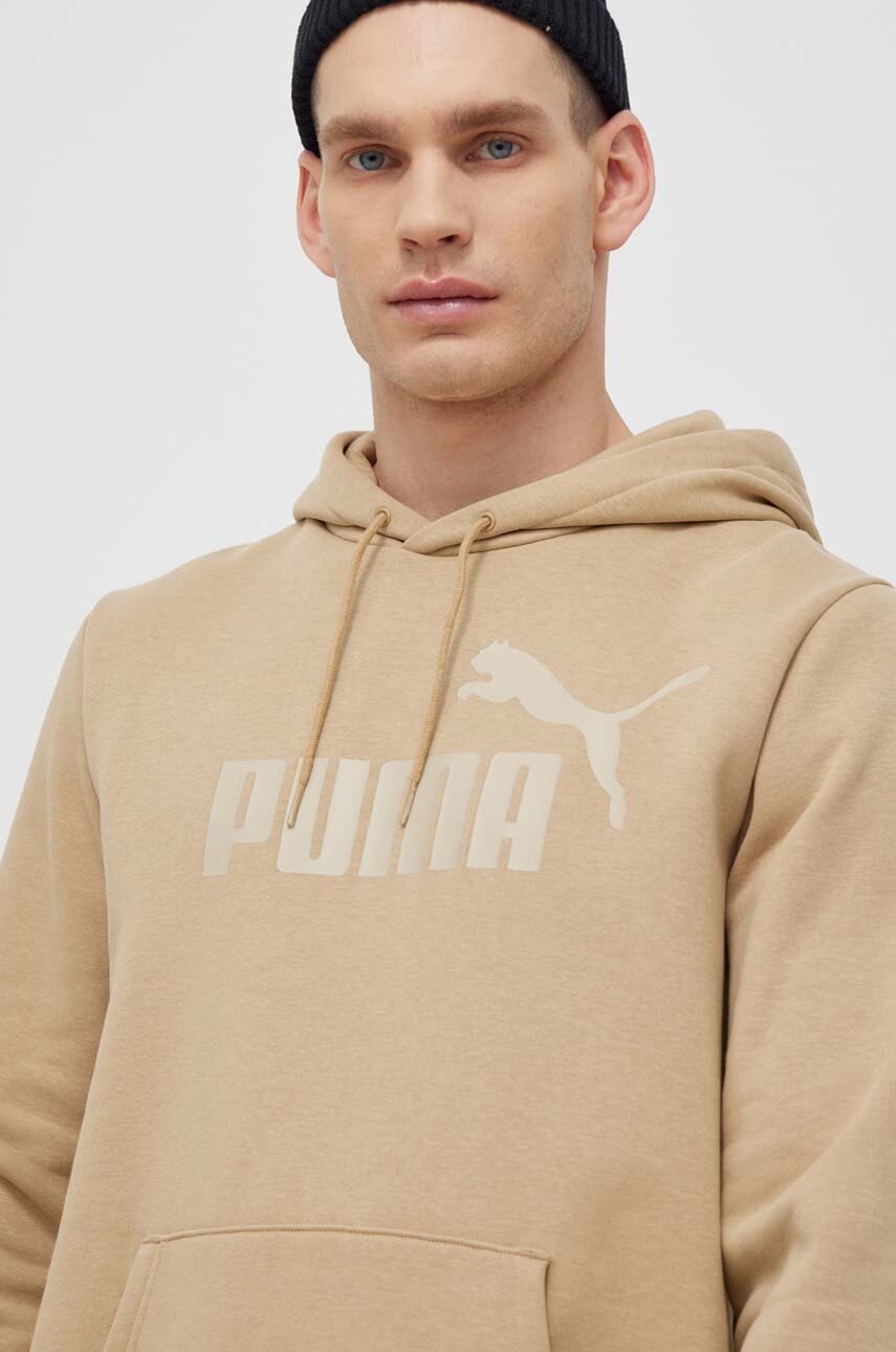 Кофта Puma чоловіча колір бежевий з капюшоном з принтом 