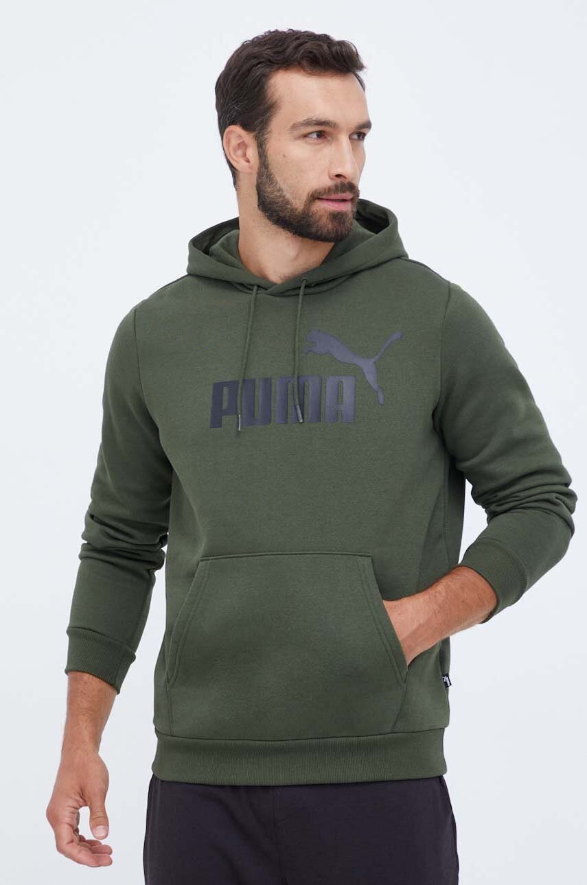 

Кофта Puma чоловіча колір зелений з капюшоном з принтом