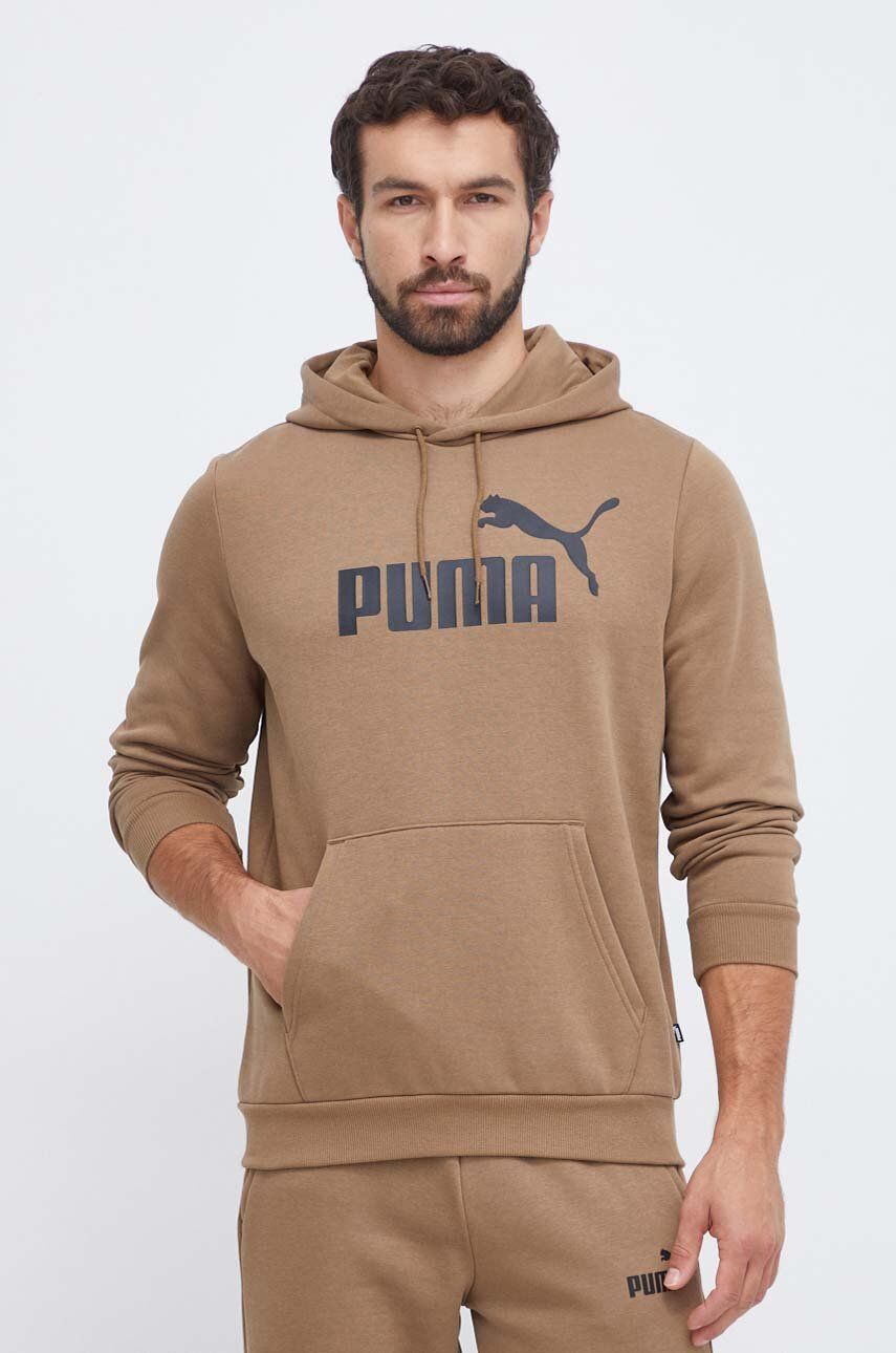 Puma bluză bărbați, culoarea maro, cu glugă, cu imprimeu 847428