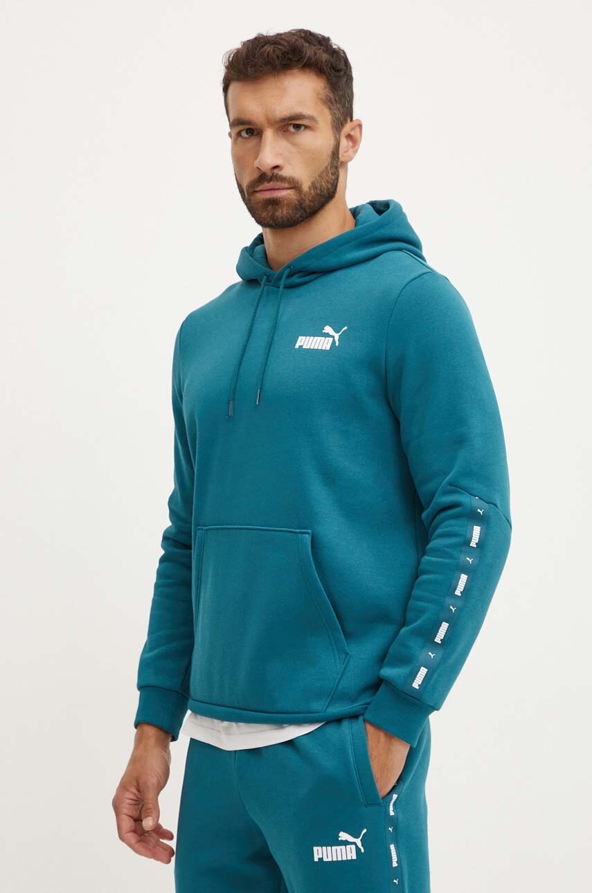 

Суичър Puma в зелено с качулка с апликация, Зелен