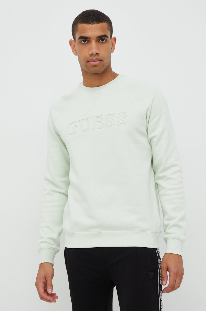 

Суичър Guess в зелено с изчистен дизайн, Зелен