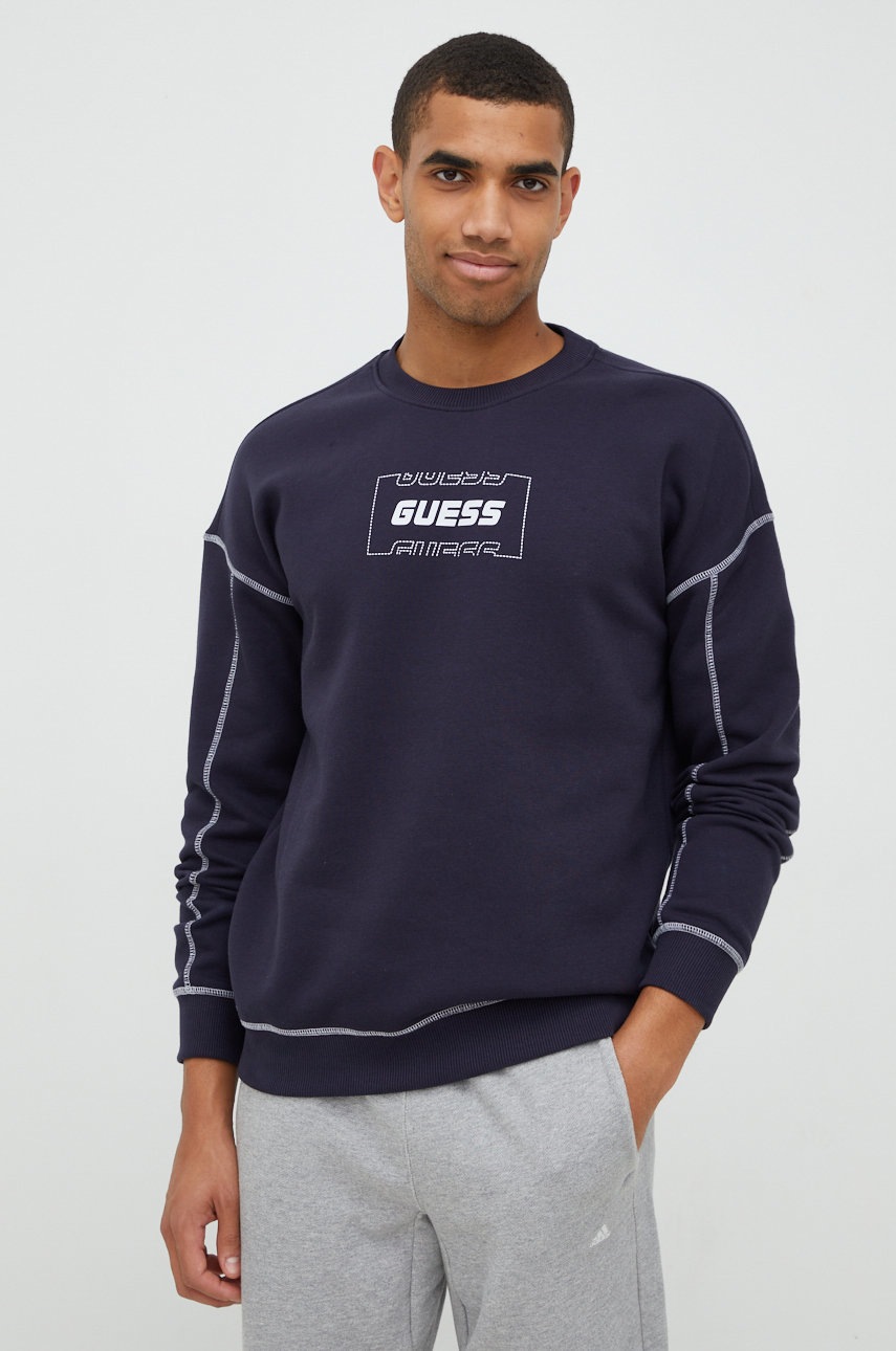 

Суичър Guess в тъмносиньо с изчистен дизайн, Тъмносин