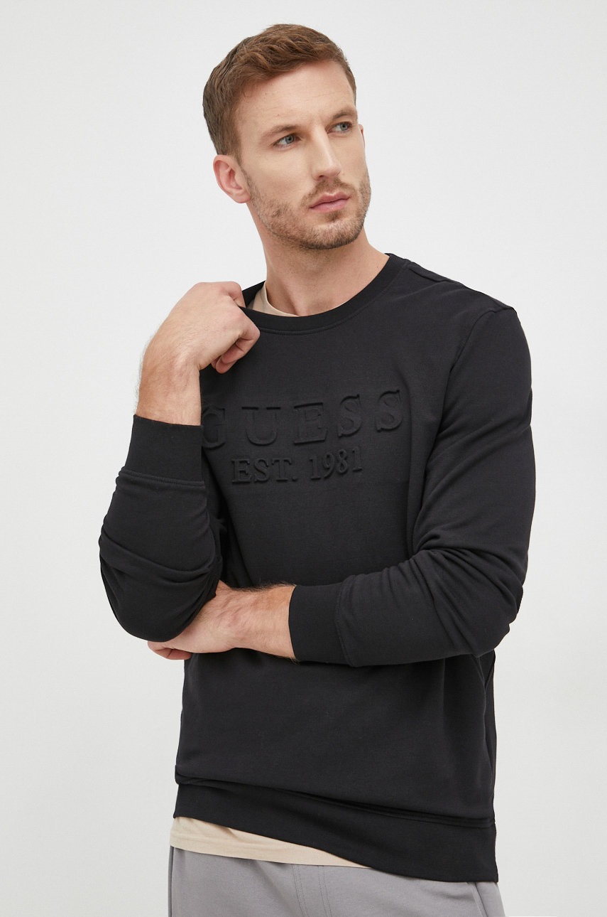 

Суичър Guess в черно с апликация, Черен