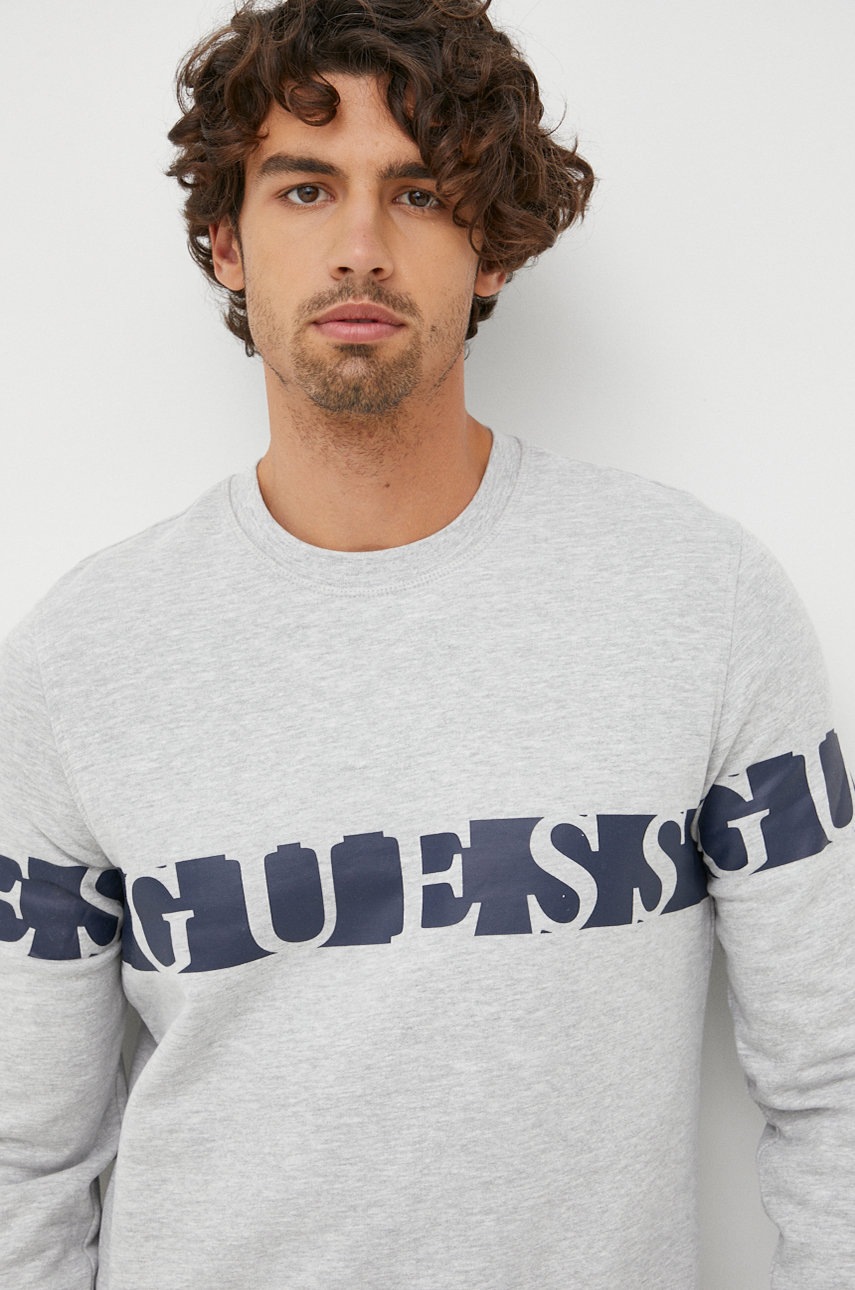 

Суичър Guess в сиво меланж на, Сив