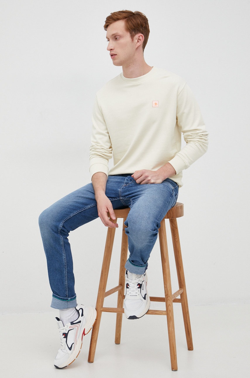 

Хлопковая кофта Scotch & Soda мужская цвет бежевый однотонная