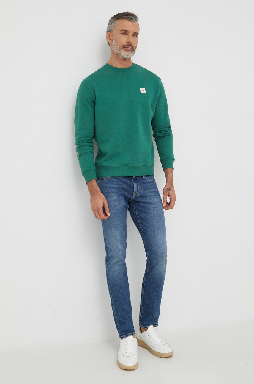 

Хлопковая кофта Scotch & Soda мужская цвет зелёный однотонная