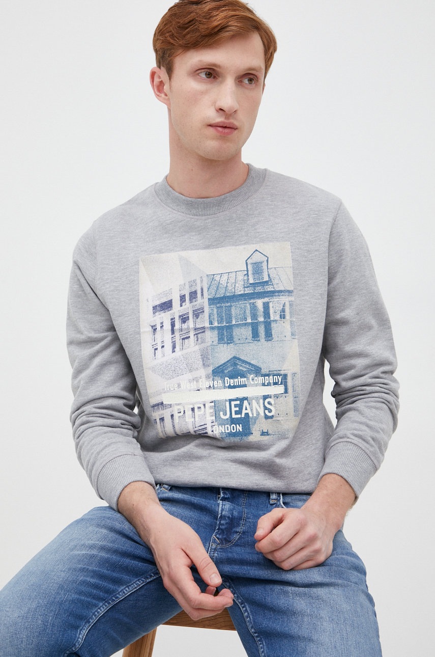 

Суичър Pepe Jeans в сиво с принт, Сив