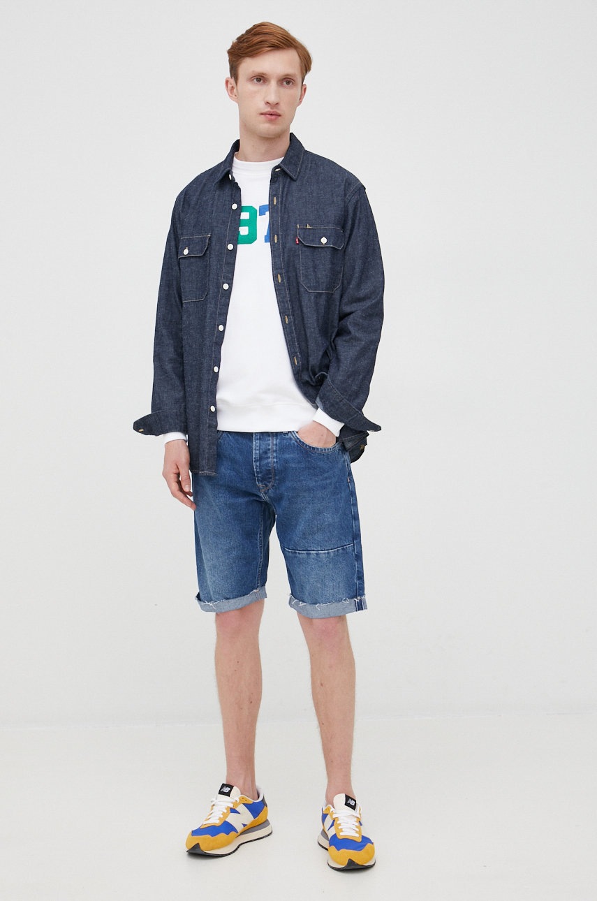 

Бавовняна кофта Pepe Jeans чоловіча колір білий з аплікацією