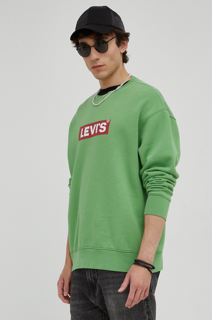 Levi's bluza barbati, culoarea verde, cu imprimeu