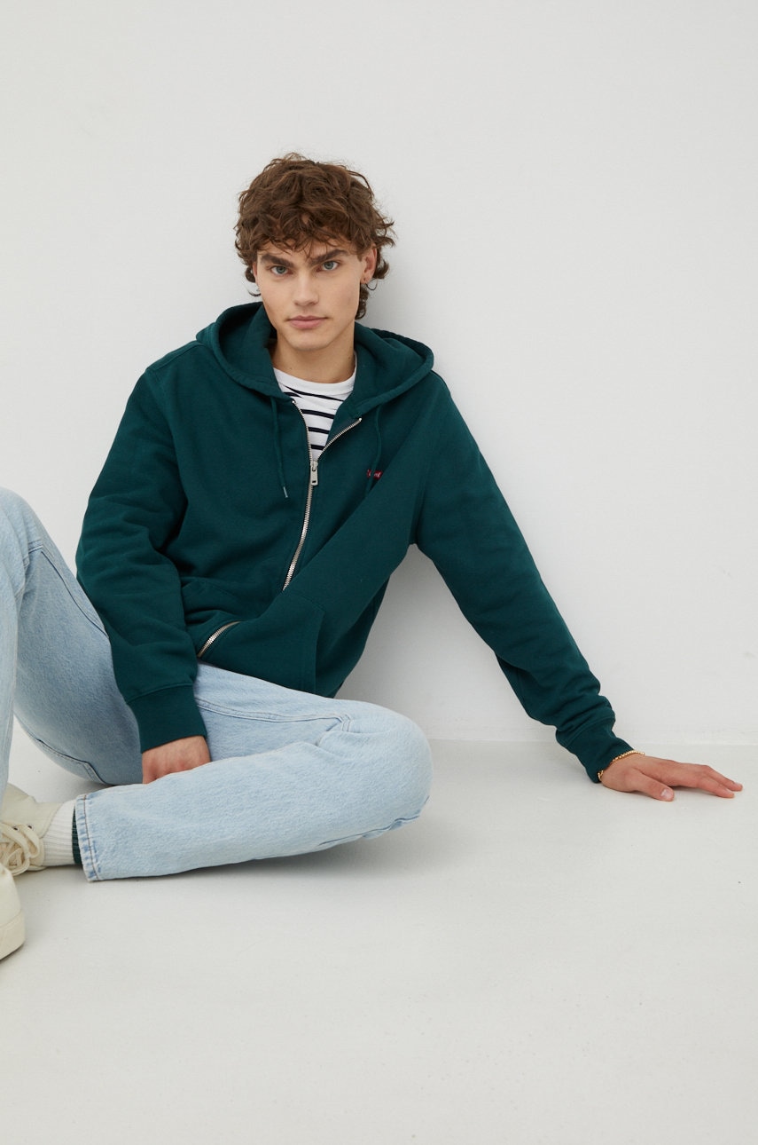 Levi's bluza barbati, culoarea verde, neted