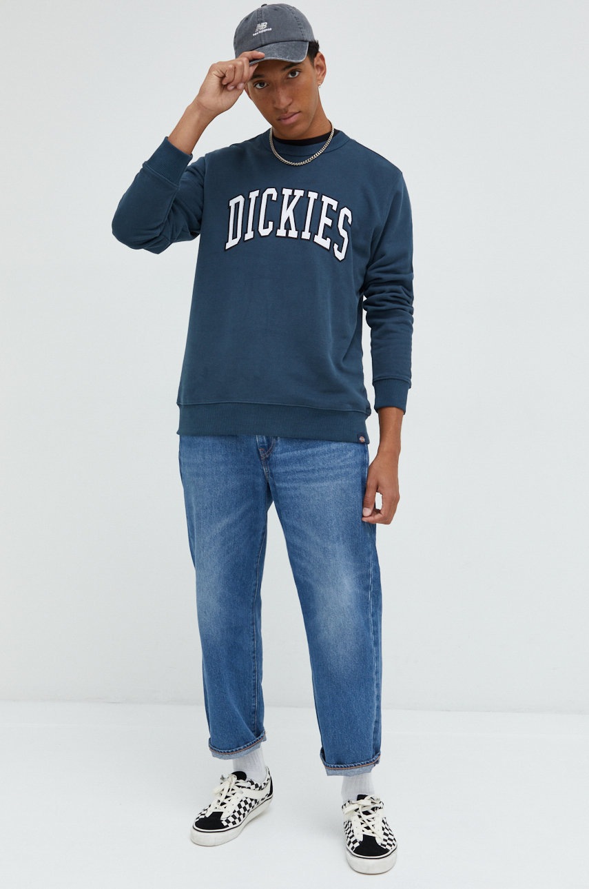 

Хлопковая кофта Dickies мужская цвет бирюзовый с аппликацией