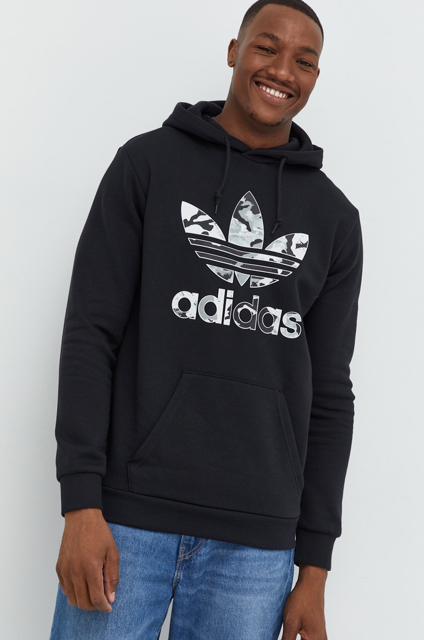 Levně Mikina adidas Originals pánská, černá barva, s potiskem