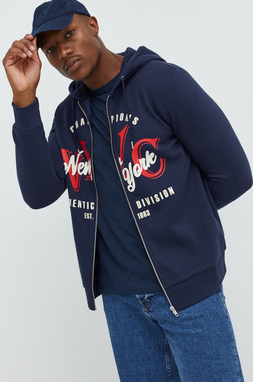 

Суичър Produkt by Jack & Jones в тъмносиньо с принт, Тъмносин