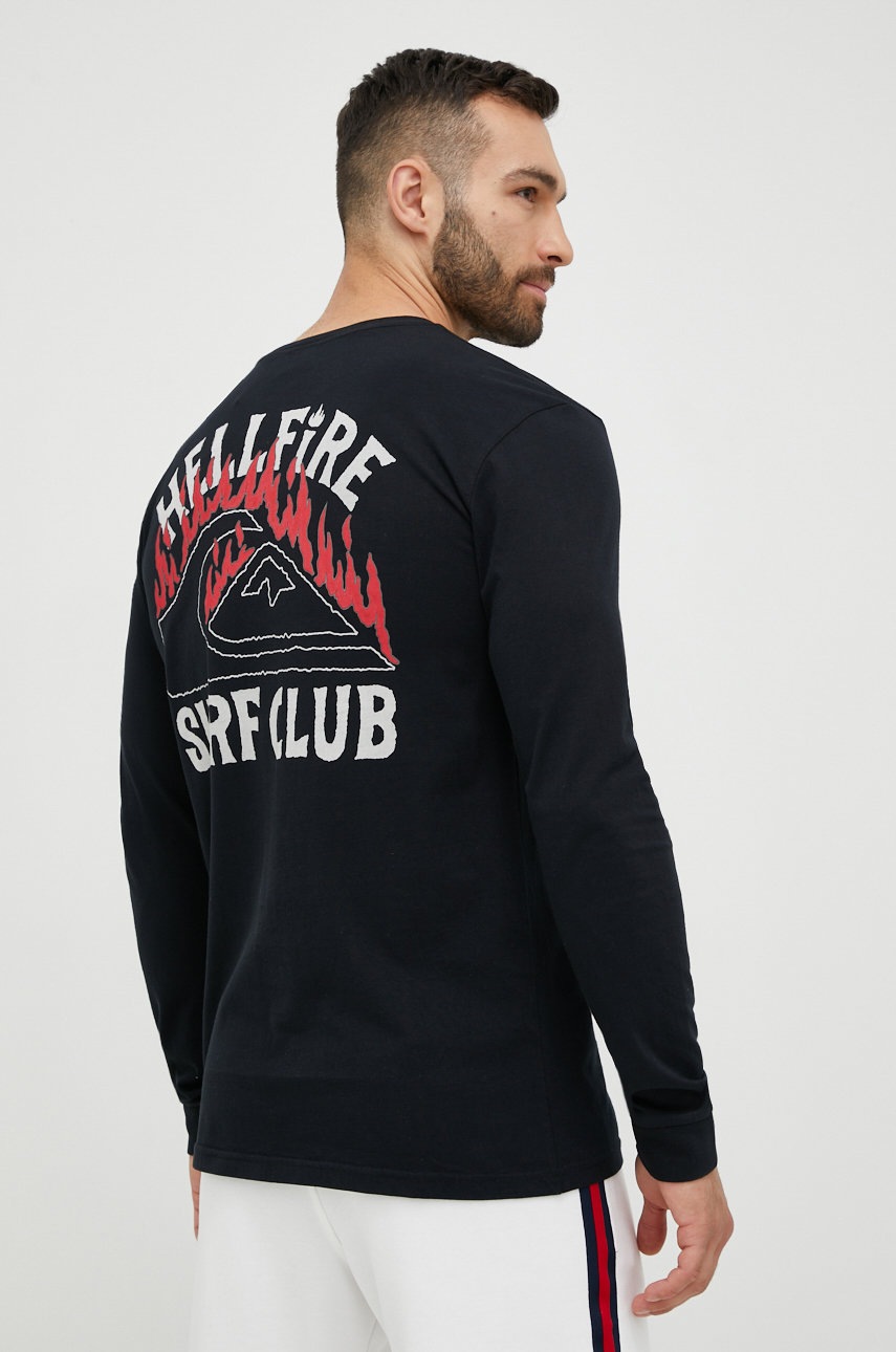 

Памучен суичър Quiksilver X Stranger Things в черно с принт, Черен
