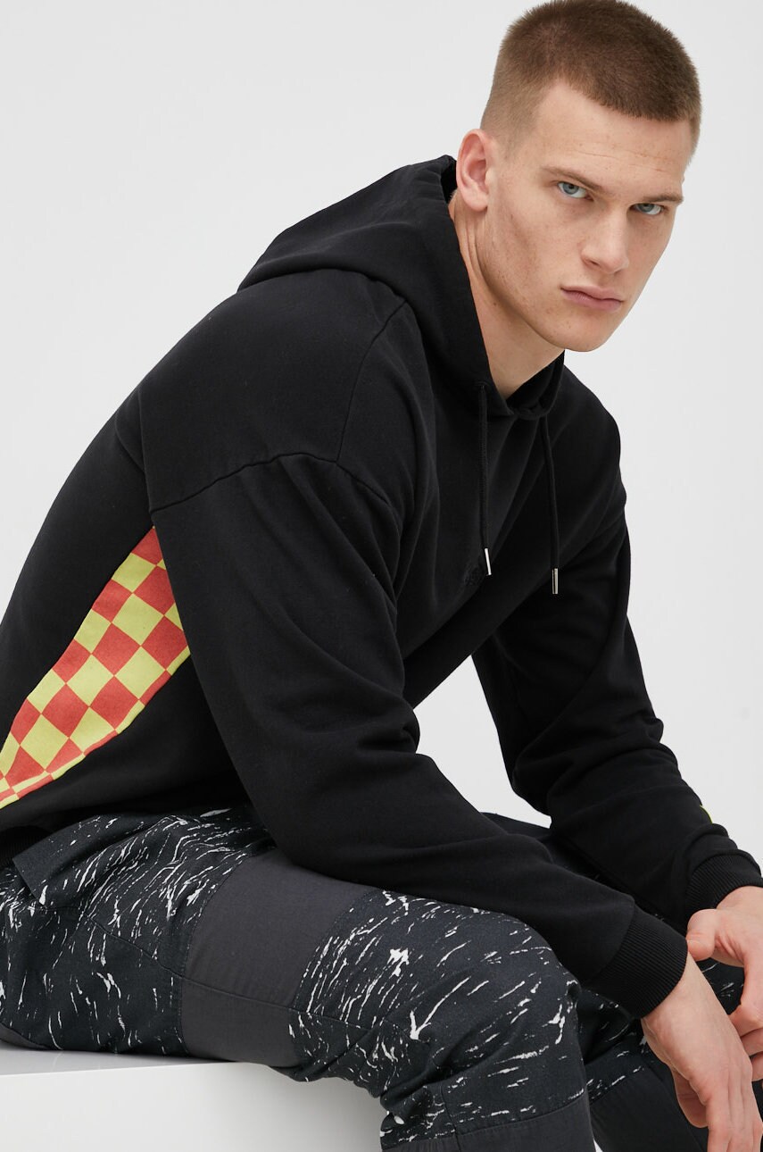 Quiksilver hanorac de bumbac x stranger things barbati, culoarea negru, cu imprimeu