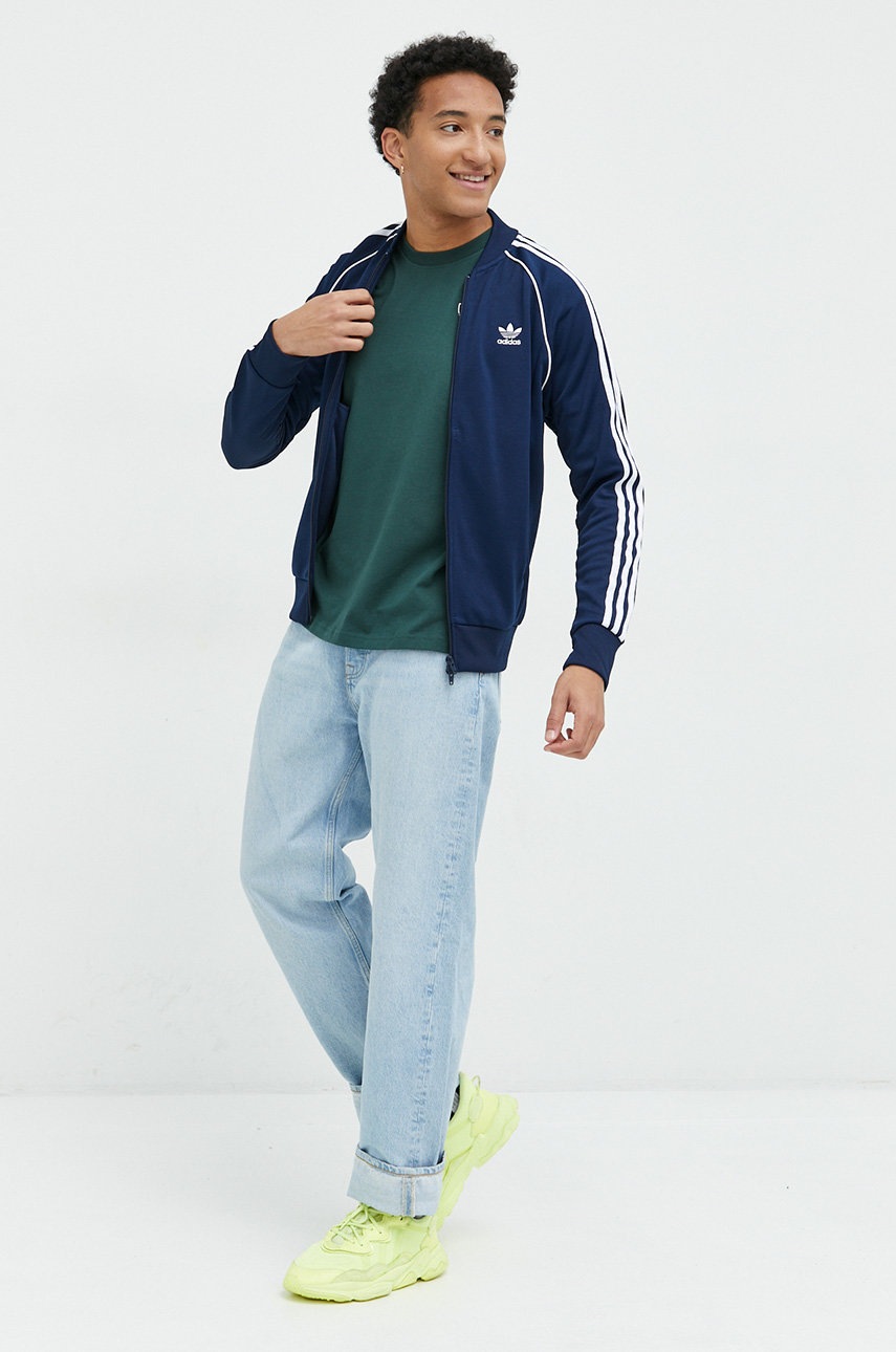 

Кофта adidas Originals мужская цвет синий с капюшоном с аппликацией