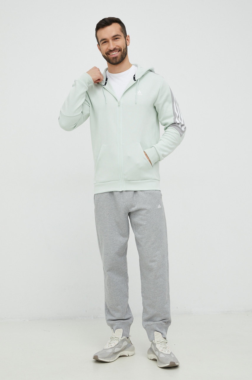 

Кофта adidas Performance чоловіча колір зелений з капюшоном з принтом