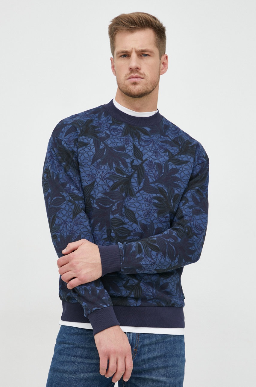 

Памучен суичър Scotch & Soda в тъмносиньо с десен, Тъмносин