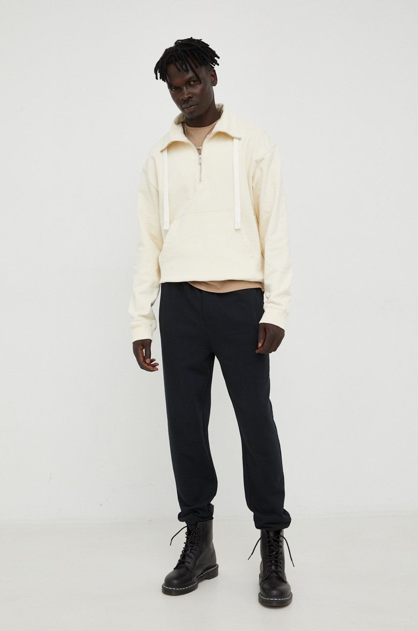 Marc O'Polo bluza bawełniana męska kolor beżowy gładka