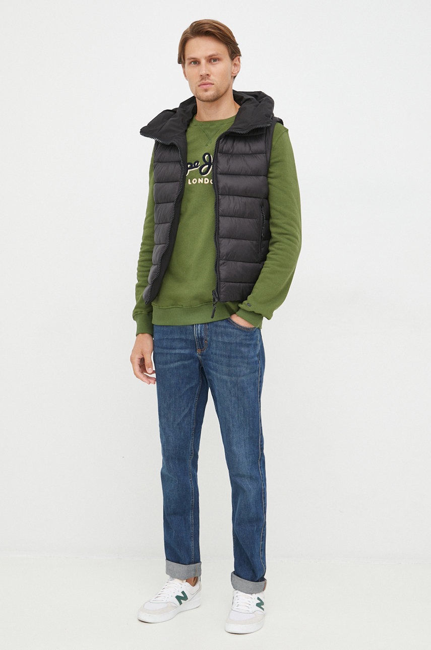 

Хлопковая кофта Pepe Jeans мужская цвет зелёный с аппликацией