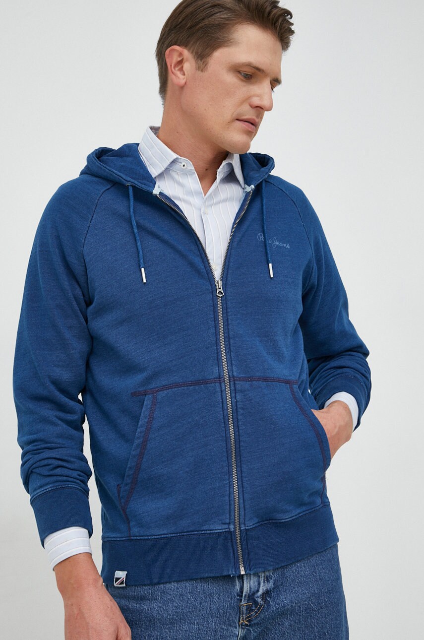 Pepe jeans hanorac de bumbac barbati, cu glugă, neted