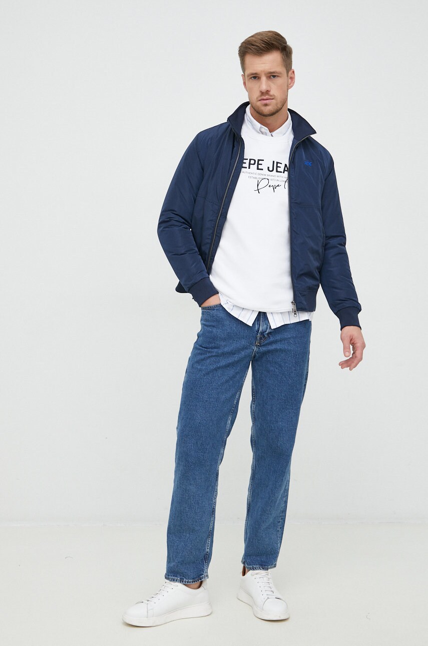 

Хлопковая кофта Pepe Jeans Penn мужская цвет белый с аппликацией