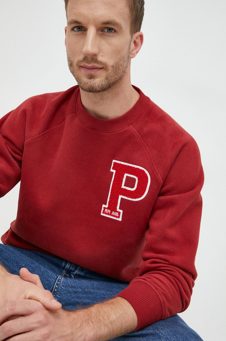Pepe Jeans bluza barbati, culoarea rosu, cu imprimeu answear.ro