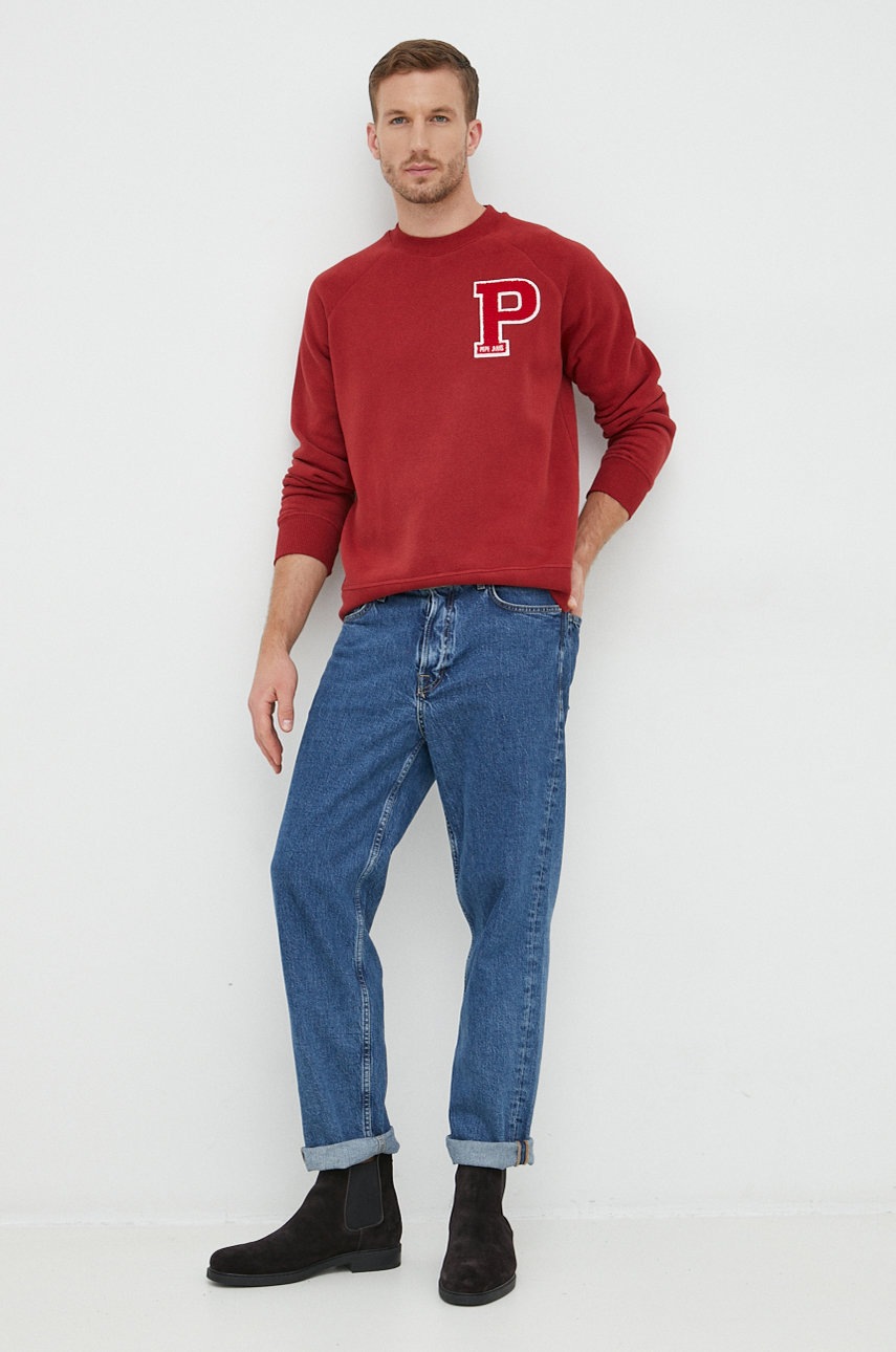 

Кофта Pepe Jeans мужская цвет красный с аппликацией