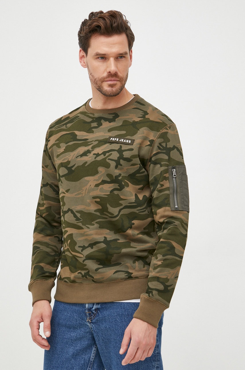 

Памучен суичър Pepe Jeans в зелено с апликация, Зелен