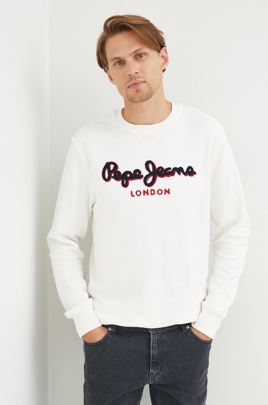 

Памучен суичър Pepe Jeans в бежово с принт, Бежов