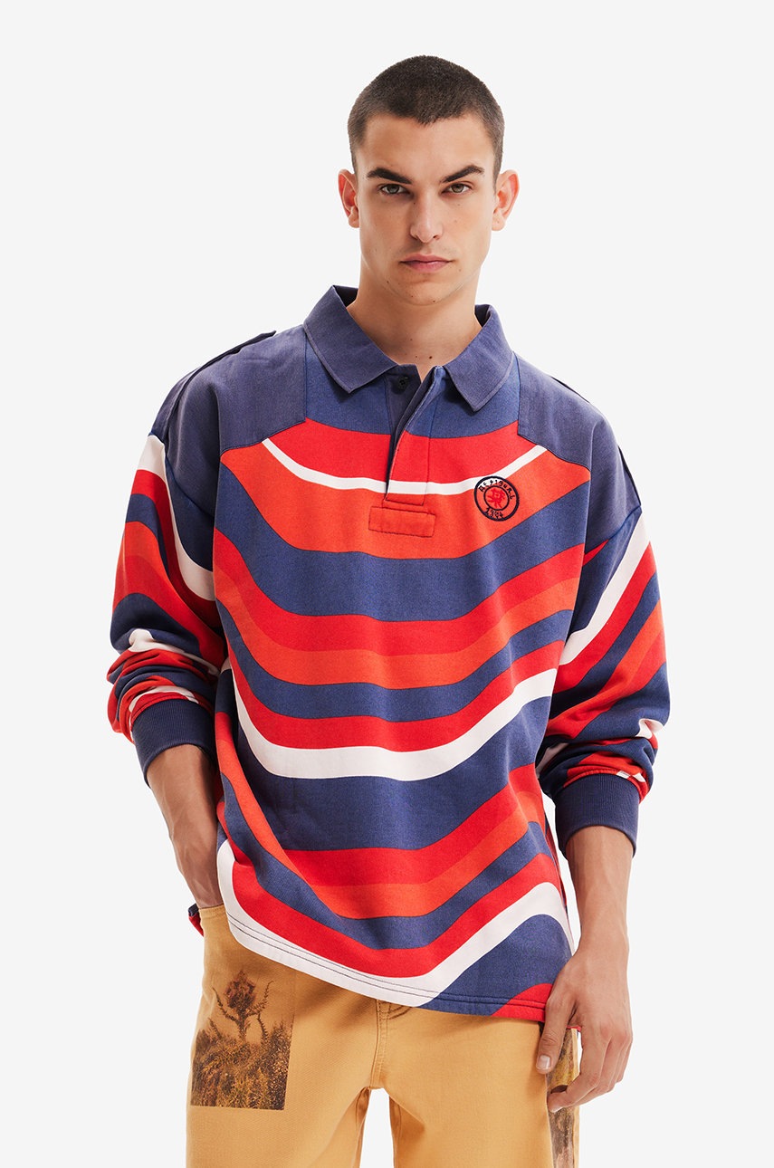 Desigual hanorac de bumbac barbati, culoarea rosu, modelator
