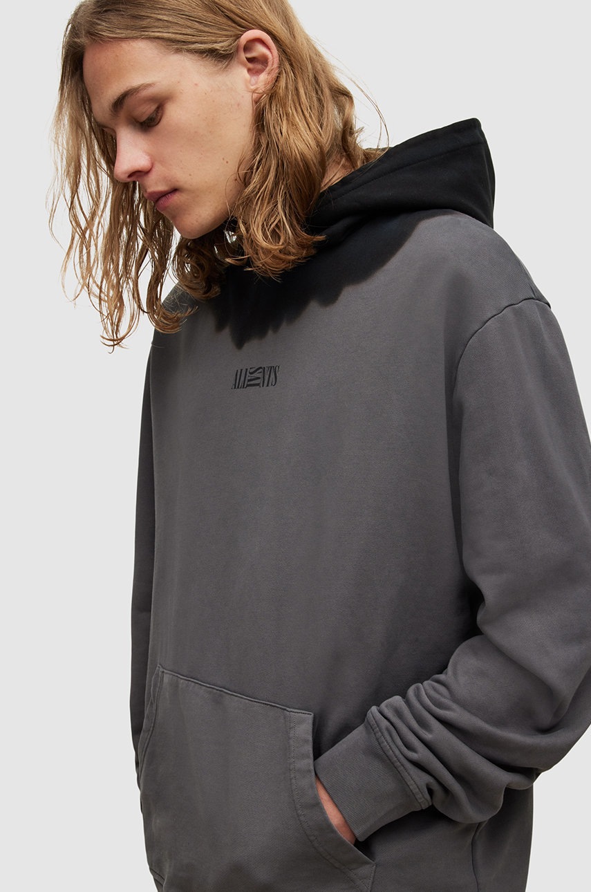 

Бавовняна кофта AllSaints чоловіча колір сірий однотонна