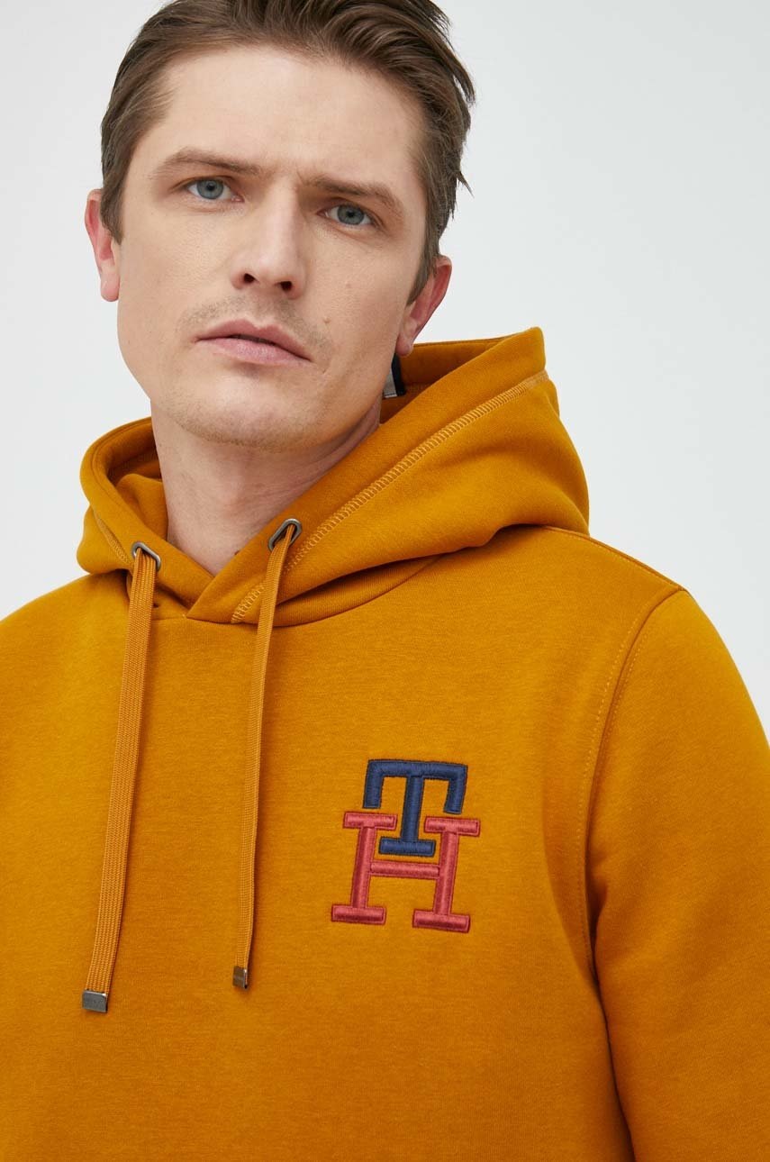

Кофта Tommy Hilfiger чоловіча колір жовтий з капюшоном з аплікацією