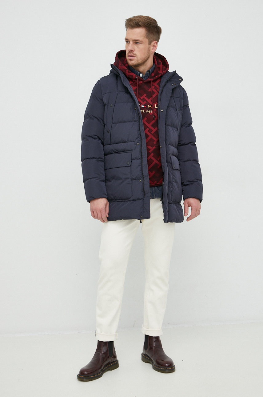 

Кофта Tommy Hilfiger чоловіча колір бордовий з капюшоном візерунок